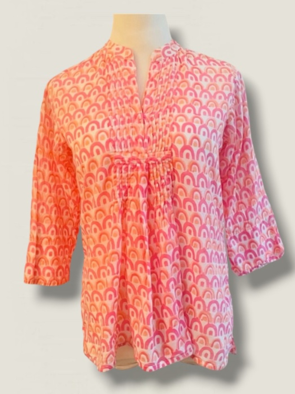 OLIPHANT PRINT COTTON BLOUSE SIZE SMALL